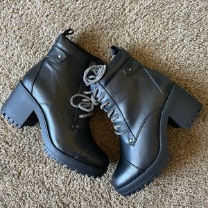 Block Heel Combat Boots